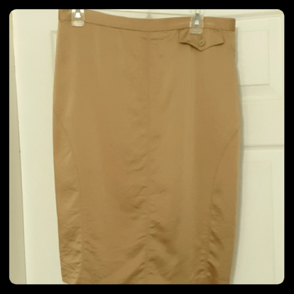 BCBG Gold satin lined pencil skirt
